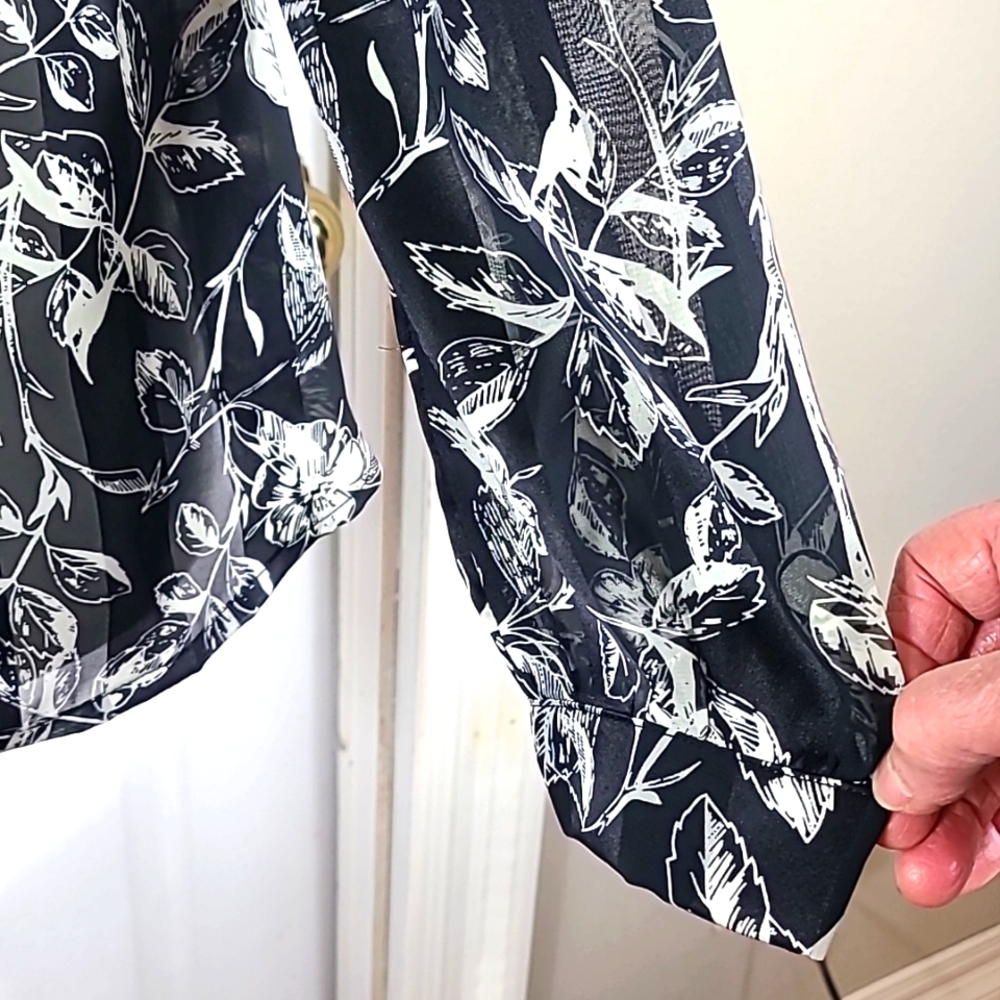 Allegra K Floral Semi Sheer Blouse - Picture 4 of 12